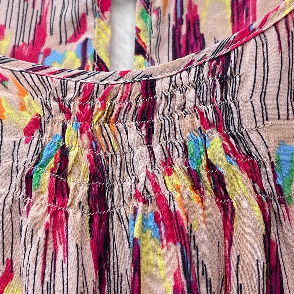 bimba & lola | Abstract Print Lightweight Silky Short Sleeve Detail Blouse - Picture 7 of 14